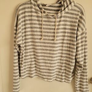 Caution To The Wind Gray and White Striped Hoodie